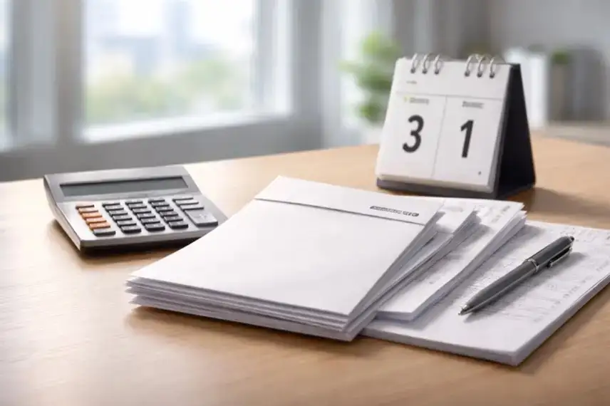 Insurance documents and calculator symbolizing PKV financial planning