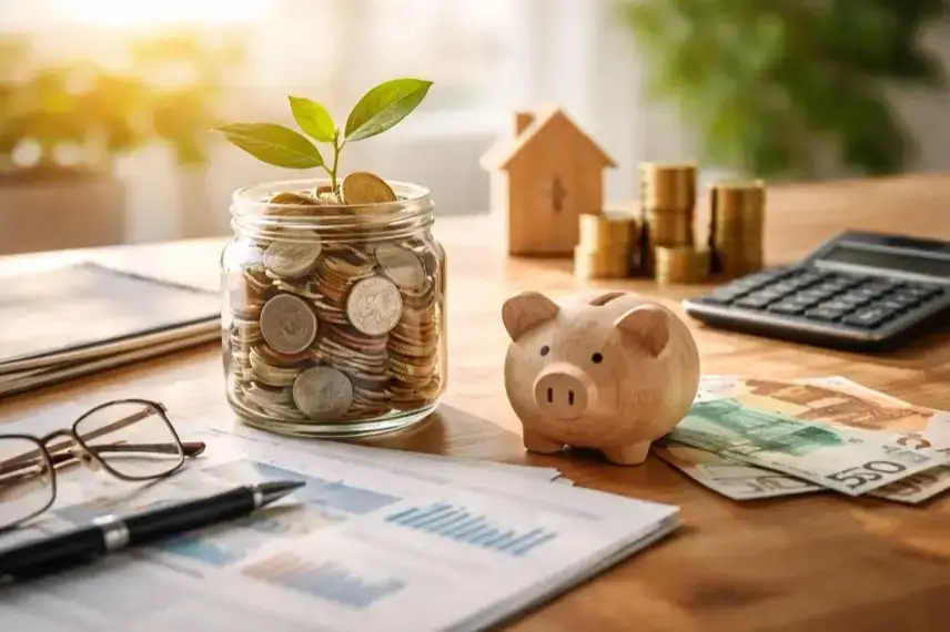 Calculator and documents on desk
