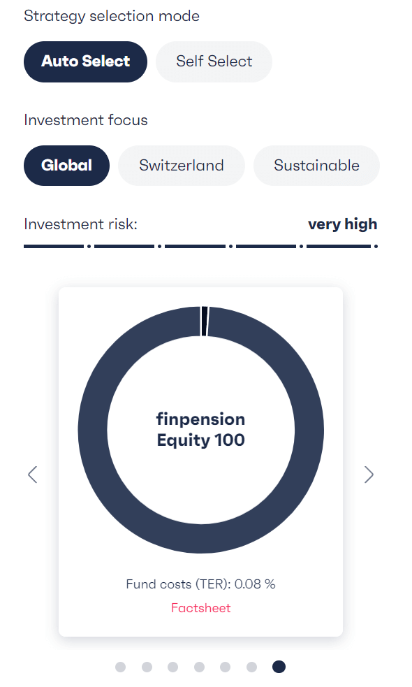 Pick a Finpension Invest strategy