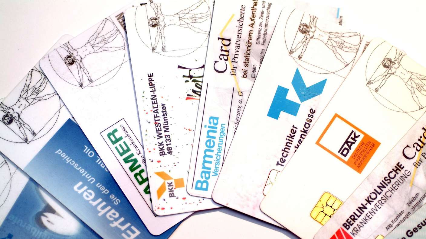 Various statutory health insurance cards showing different provider options