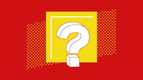 Question mark on red-yellow background