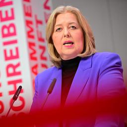Bärbel Bas, SPD co-chair, delivering a speech at the party retreat in Berlin