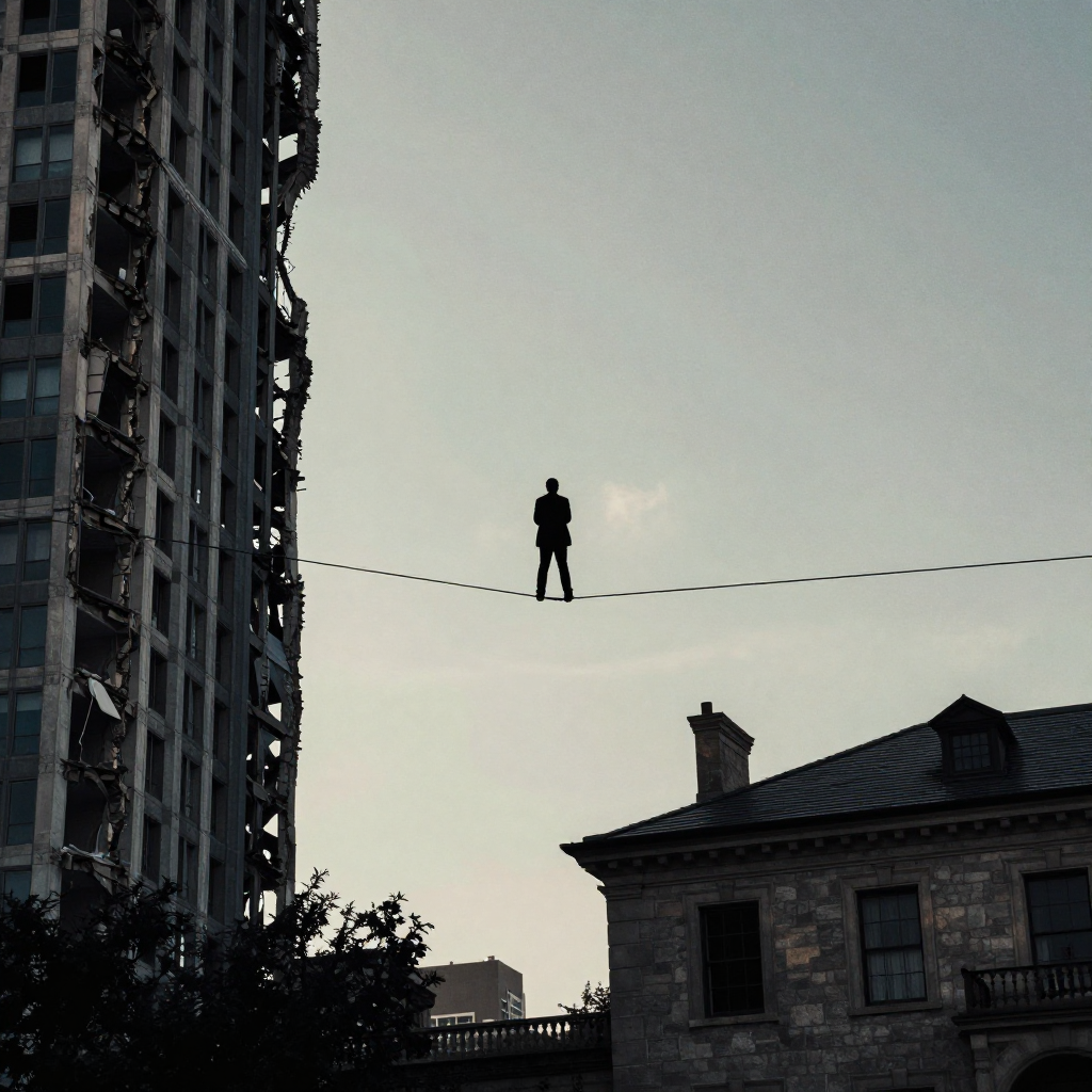 Conceptual illustration representing ethical exit strategies for French investors navigating US political instability and portfolio management