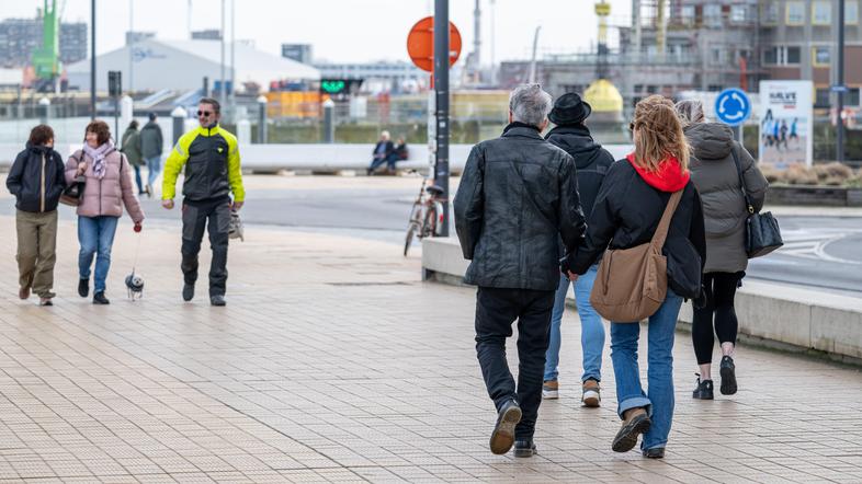 People walking in a European city