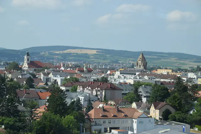Overview of the Vienna commuter belt and Weinviertel landscape showing rural housing development