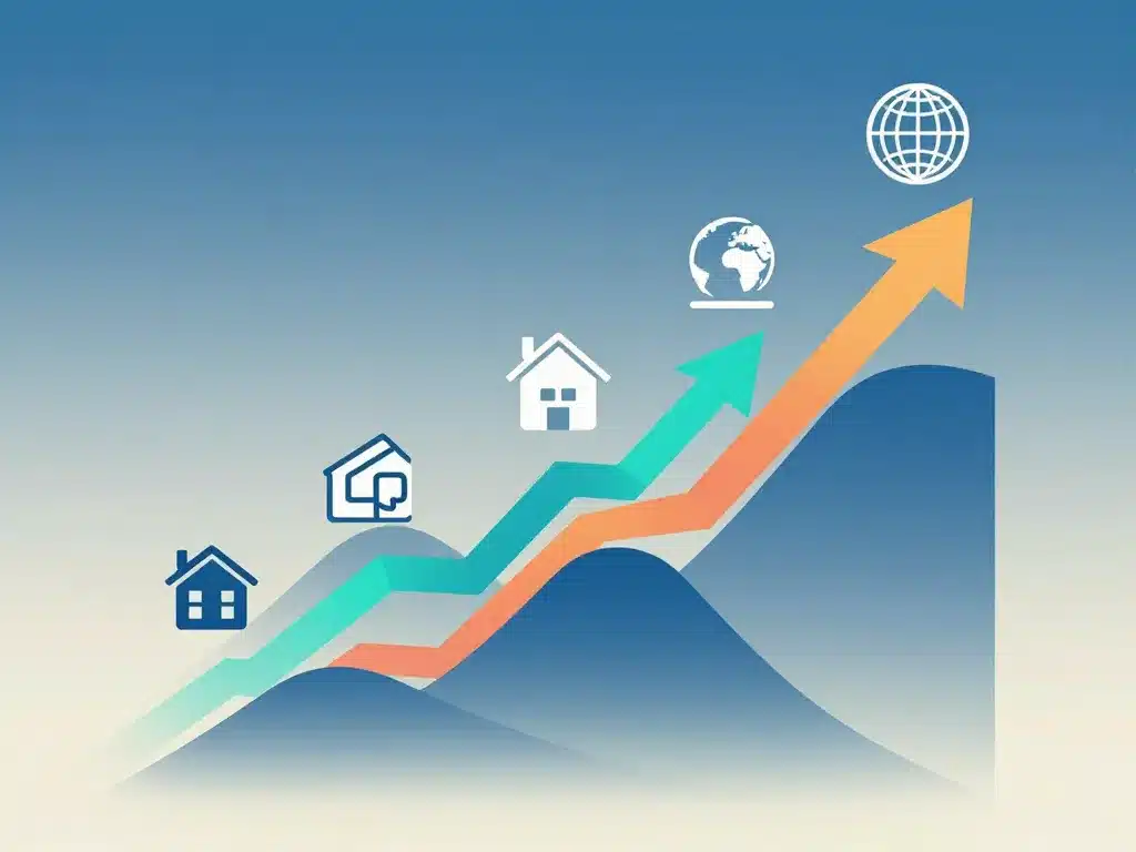 Paths ascending a mountain illustrating investment growth potential over the long term